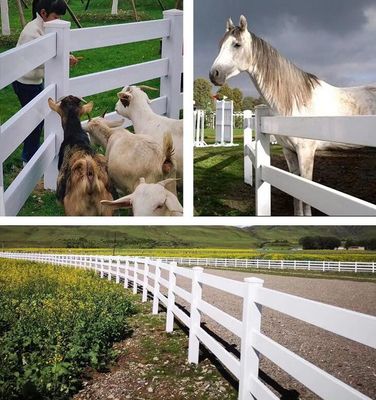 Biały kolor plastikowy 3 szyby ogrodzenie Horses Farm ogrodzenie PVC Vinyl Post