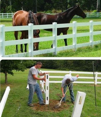 Biały kolor plastikowy 3 szyby ogrodzenie Horses Farm ogrodzenie PVC Vinyl Post