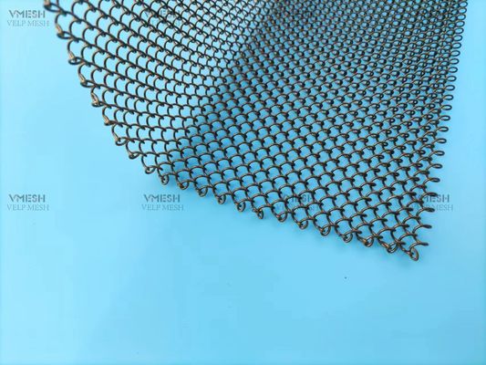 Niestandardowy rozmiar 6 * 6 mm Metalowa kurtyna z ogniwem łańcucha w parach Projekt siatki kominkowej