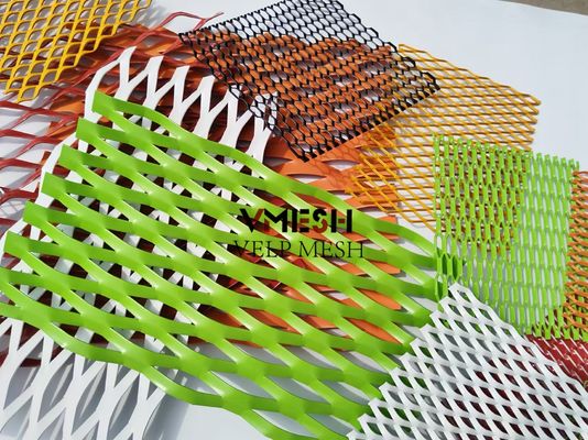 PVDF Aluminiowe rozszerzone siatki metalowe 5,5 mm 6,0 mm Okładziny ścienne wentylowane fasady