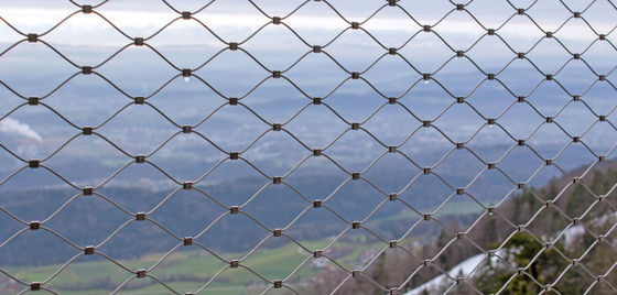 Włókno z stalowego kablego sieci dla architektury Diament elastyczny ekran Zoo Animal Enclosure Safe