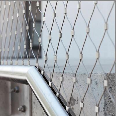 30*30mm SS304/316 Flexible Cable Mesh Diamond Woven Knotted Stainless Steel Wire Rope Mesh for Zoo Protection