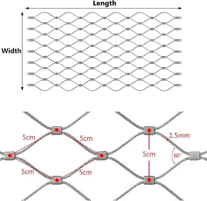 Elastyczna siatka stalowa na kable do ochrony klatek dla ptaków