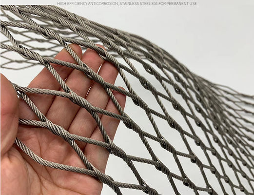 Hand Woven Flexible Stainless Steel Rope Mesh with Customizable Boundary Dimensions for Balustrade and Zoo Enclosures